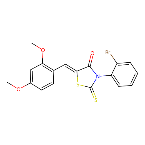 (5Z)-3-(2-bromophenyl)-5-(2,4-dimethoxybenzylidene)-2-thioxo-1,3-thiazolidin-4-one structure