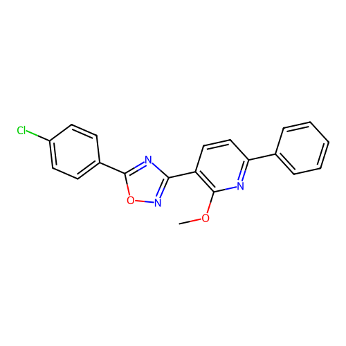 5-(4-Chlorophenyl)-3-(2-methoxy-6-phenylpyridin-3-yl)-1,2,4-oxadiazole structure