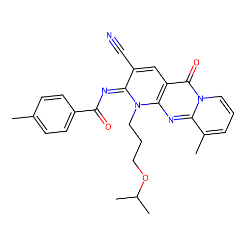 (Z)-N-(3-cyano-1-(3-isopropoxypropyl)-10-methyl-5-oxo-1H-dipyrido[1,2-a:2',3'-d]pyrimidin-2(5H)-ylidene)-4-methylbenzamide structure