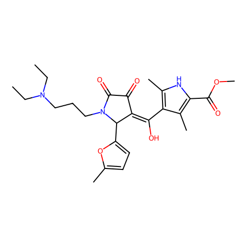 methyl 4-[[1-[3-(diethylamino)propyl]-2-(5-methylfuran-2-yl)-4,5-dioxopyrrolidin-3-ylidene]-hydroxymethyl]-3,5-dimethyl-1H-pyrrole-2-carboxylate structure