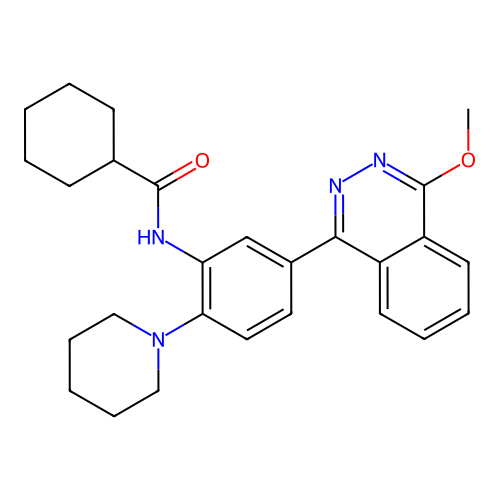 N-[5-(4-methoxyphthalazin-1-yl)-2-(piperidin-1-yl)phenyl]cyclohexanecarboxamide structure