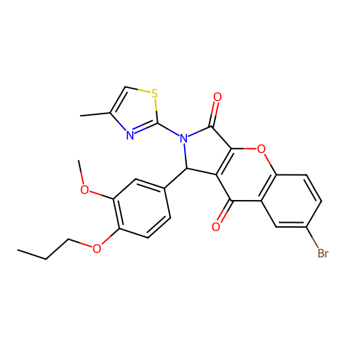 7-bromo-1-(3-methoxy-4-propoxyphenyl)-2-(4-methyl-1,3-thiazol-2-yl)-1,2-dihydrochromeno[2,3-c]pyrrole-3,9-dione structure