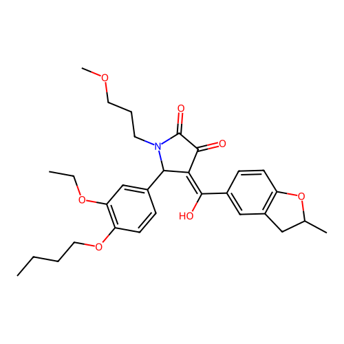 (4E)-5-(4-butoxy-3-ethoxyphenyl)-4-[hydroxy(2-methyl-2,3-dihydro-1-benzofuran-5-yl)methylidene]-1-(3-methoxypropyl)pyrrolidine-2,3-dione structure