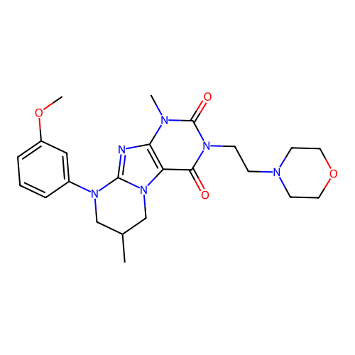 9-(3-methoxyphenyl)-1,7-dimethyl-3-(2-morpholin-4-ylethyl)-7,8-dihydro-6H-purino[7,8-a]pyrimidine-2,4-dione structure