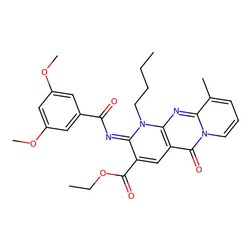(Z)-ethyl 1-butyl-2-((3,5-dimethoxybenzoyl)imino)-10-methyl-5-oxo-2,5-dihydro-1H-dipyrido[1,2-a:2',3'-d]pyrimidine-3-carboxylate structure