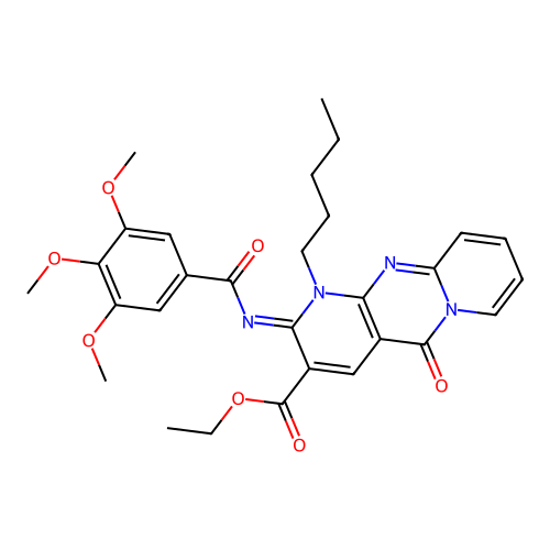 (Z)-ethyl 5-oxo-1-pentyl-2-((3,4,5-trimethoxybenzoyl)imino)-2,5-dihydro-1H-dipyrido[1,2-a:2',3'-d]pyrimidine-3-carboxylate structure