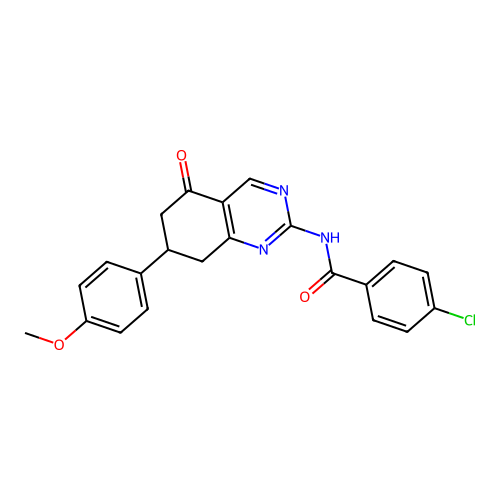 4-chloro-N-(7-(4-methoxyphenyl)-5-oxo-5,6,7,8-tetrahydroquinazolin-2-yl)benzamide structure