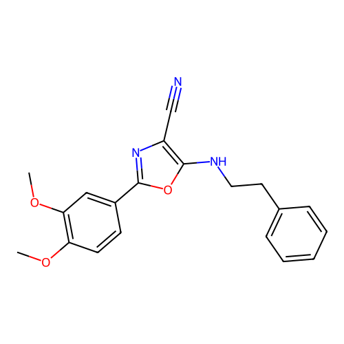 2-(3,4-Dimethoxyphenyl)-5-[(2-phenylethyl)amino]-1,3-oxazole-4-carbonitrile structure