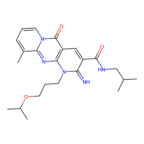 6-imino-11-methyl-N-(2-methylpropyl)-2-oxo-7-[3-(propan-2-yloxy)propyl]-1,7,9-triazatricyclo[8.4.0.0^{3,8}]tetradeca-3(8),4,9,11,13-pentaene-5-carboxamide structure