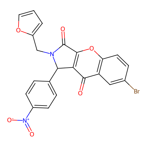 7-bromo-2-(furan-2-ylmethyl)-1-(4-nitrophenyl)-1,2-dihydrochromeno[2,3-c]pyrrole-3,9-dione structure