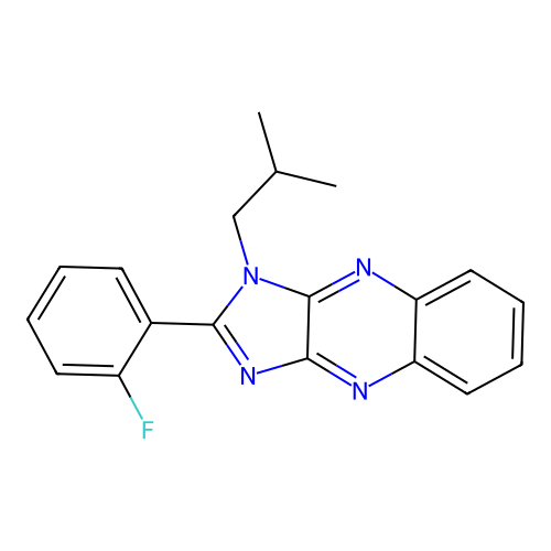 2-(2-fluorophenyl)-1-(2-methylpropyl)-1H-imidazo[4,5-b]quinoxaline structure