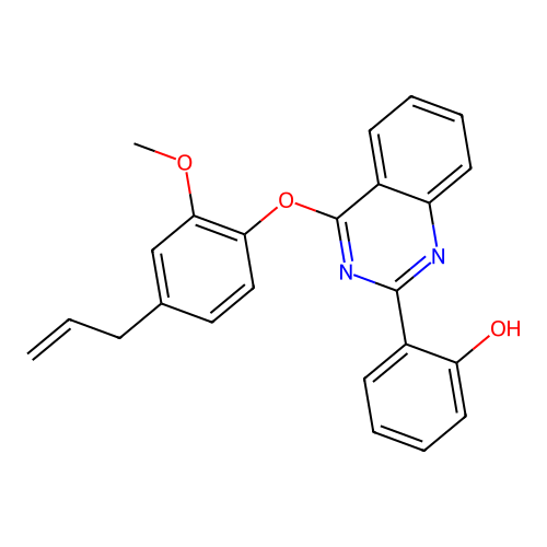 2-{4-[2-Methoxy-4-(prop-2-en-1-yl)phenoxy]quinazolin-1-ium-2-yl}phenolate structure