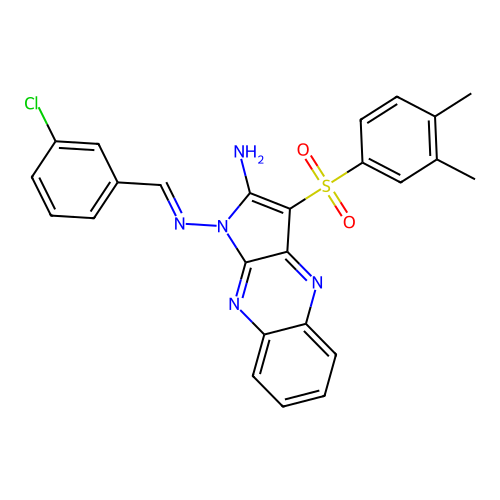 N1-[(3-Chlorophenyl)methylene]-3-[(3,4-dimethylphenyl)sulfonyl]-1H-pyrrolo[2,3-b]quinoxaline-1,2-diamine structure