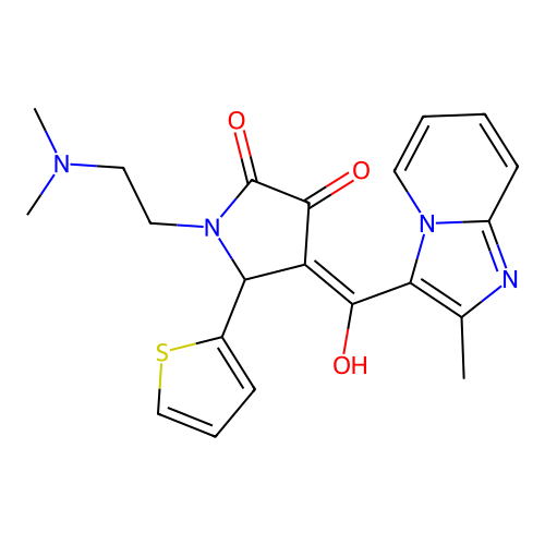 (4E)-1-(2-dimethylaminoethyl)-4-[hydroxy-(2-methylimidazo[1,2-a]pyridin-3-yl)methylidene]-5-thiophen-2-ylpyrrolidine-2,3-dione structure