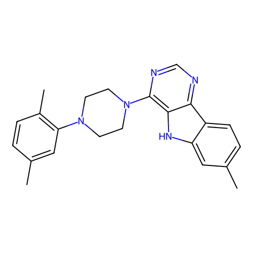 4-[4-(2,5-dimethylphenyl)piperazin-1-yl]-7-methyl-5H-pyrimido[5,4-b]indole structure