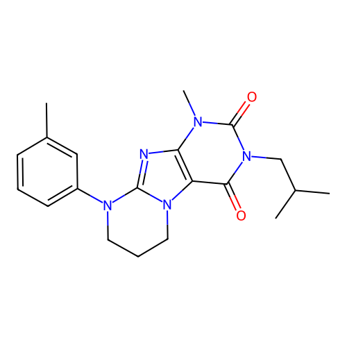 1-methyl-9-(3-methylphenyl)-3-(2-methylpropyl)-7,8-dihydro-6H-purino[7,8-a]pyrimidine-2,4-dione structure