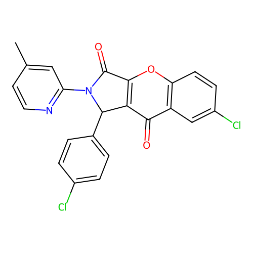 7-chloro-1-(4-chlorophenyl)-2-(4-methylpyridin-2-yl)-1,2-dihydrochromeno[2,3-c]pyrrole-3,9-dione structure