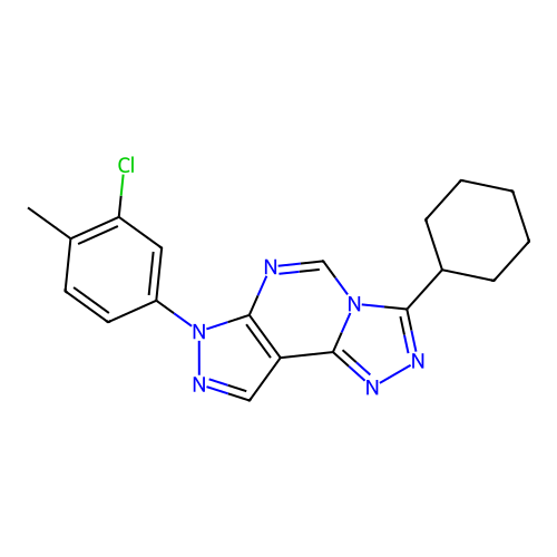 3-(3-Chloro-4-methylphenyl)-7-cyclohexyl-6-hydropyrazolo[5,4-d]1,2,4-triazolo[4,3-e]pyrimidine structure