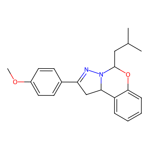2-(4-methoxyphenyl)-5-(2-methylpropyl)-1,10b-dihydropyrazolo[1,5-c][1,3]benzoxazine structure