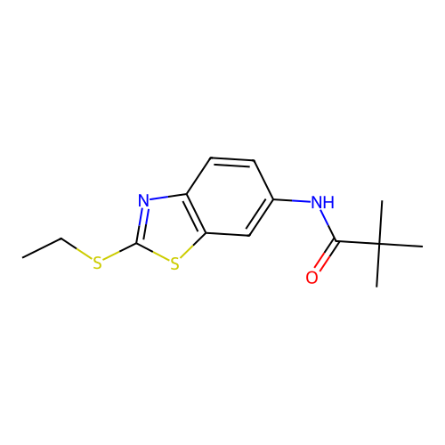 N-[2-(ethylsulfanyl)-1,3-benzothiazol-6-yl]-2,2-dimethylpropanamide structure