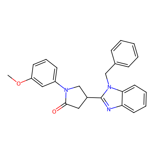 4-(1-benzyl-1H-benzo[d]imidazol-2-yl)-1-(3-methoxyphenyl)pyrrolidin-2-one structure