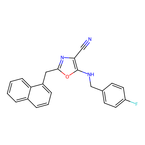 5-[(4-Fluorobenzyl)amino]-2-(naphthalen-1-ylmethyl)-1,3-oxazole-4-carbonitrile structure