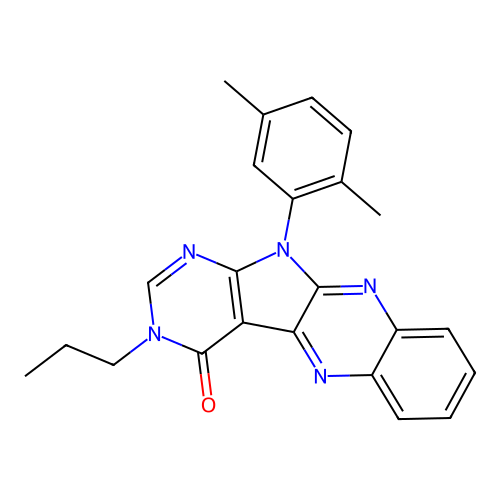 11-(2,5-dimethylphenyl)-3-propyl-3,11-dihydro-4H-pyrimido[5',4':4,5]pyrrolo[2,3-b]quinoxalin-4-one structure