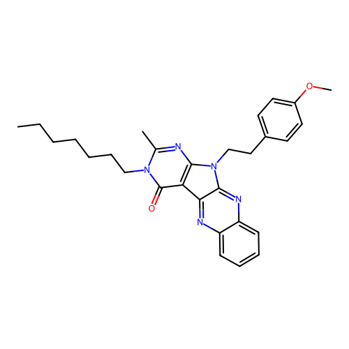 3-heptyl-11-(4-methoxyphenethyl)-2-methyl-3H-pyrimido[5',4':4,5]pyrrolo[2,3-b]quinoxalin-4(11H)-one structure