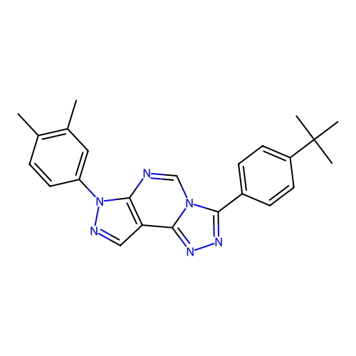 3-(4-(tert-butyl)phenyl)-7-(3,4-dimethylphenyl)-7H-pyrazolo[4,3-e][1,2,4]triazolo[4,3-c]pyrimidine structure