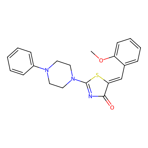 (Z)-5-(2-methoxybenzylidene)-2-(4-phenylpiperazin-1-yl)thiazol-4(5H)-one structure