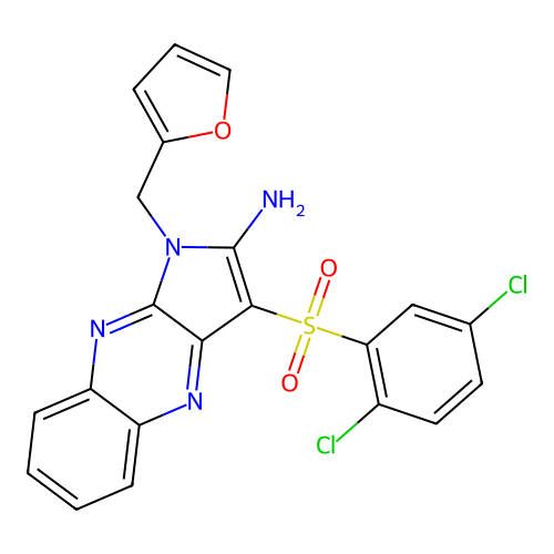 3-(2,5-dichlorophenyl)sulfonyl-1-(furan-2-ylmethyl)pyrrolo[3,2-b]quinoxalin-2-amine structure