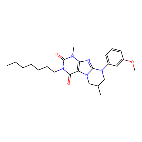 3-heptyl-9-(3-methoxyphenyl)-1,7-dimethyl-6,7,8,9-tetrahydropyrimido[2,1-f]purine-2,4(1H,3H)-dione structure