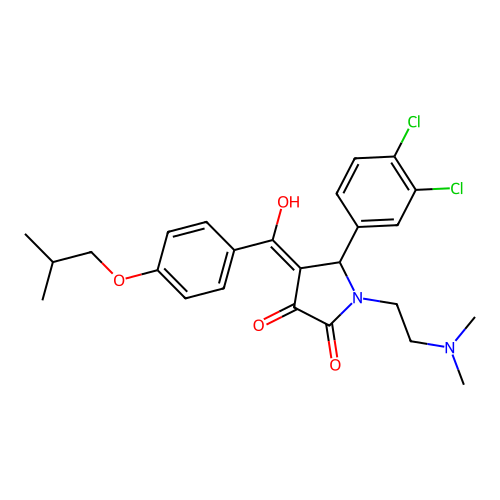 5-(3,4-dichlorophenyl)-1-(2-dimethylaminoethyl)-4-[hydroxy-[4-(2-methylpropoxy)phenyl]methylidene]pyrrolidine-2,3-dione structure