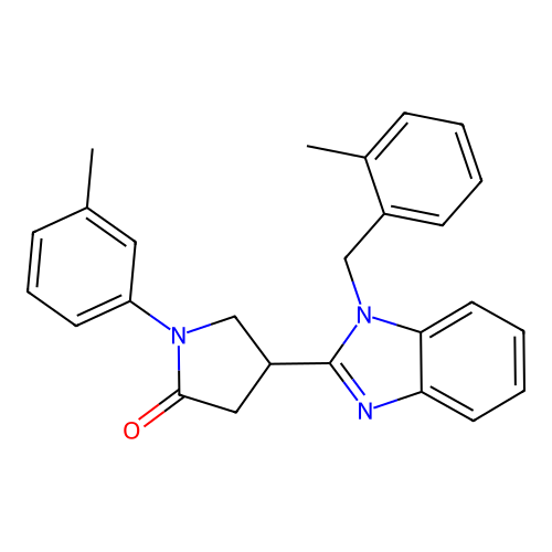 4-(1-(2-methylbenzyl)-1H-benzo[d]imidazol-2-yl)-1-(m-tolyl)pyrrolidin-2-one structure