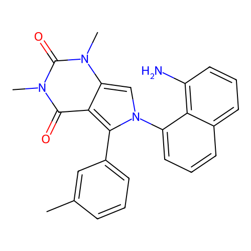 6-(8-aminonaphthalen-1-yl)-1,3-dimethyl-5-(3-methylphenyl)-1H-pyrrolo[3,4-d]pyrimidine-2,4(3H,6H)-dione structure