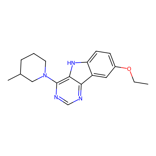 8-ethoxy-4-(3-methylpiperidin-1-yl)-5H-pyrimido[5,4-b]indole structure