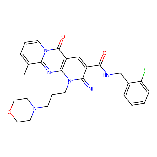 N-(2-chlorobenzyl)-2-imino-10-methyl-1-[3-(morpholin-4-yl)propyl]-5-oxo-1,5-dihydro-2H-dipyrido[1,2-a:2',3'-d]pyrimidine-3-carboxamide structure