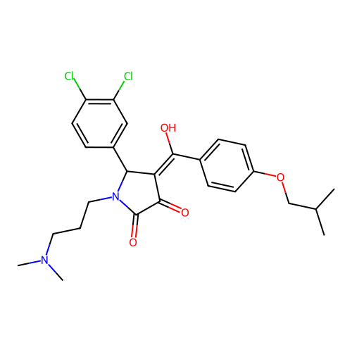 (4E)-5-(3,4-dichlorophenyl)-1-[3-(dimethylamino)propyl]-4-[hydroxy-[4-(2-methylpropoxy)phenyl]methylidene]pyrrolidine-2,3-dione structure