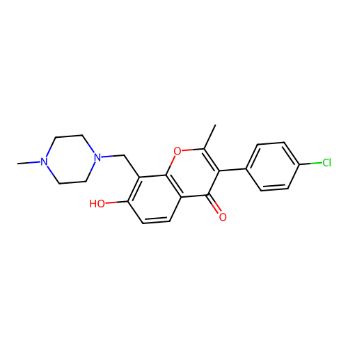 3-(4-chlorophenyl)-7-hydroxy-2-methyl-8-((4-methylpiperazin-1-yl)methyl)-4H-chromen-4-one structure