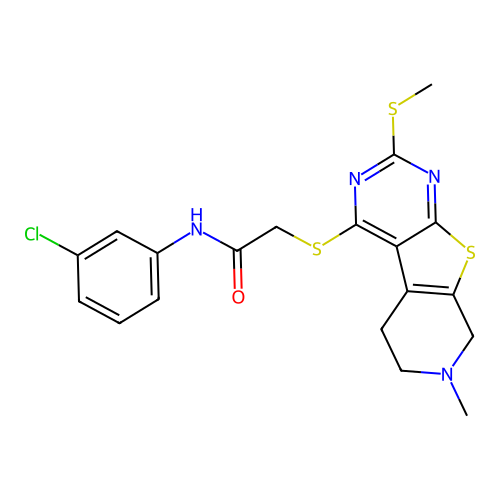 N-(3-chlorophenyl)-2-((7-methyl-2-(methylthio)-5,6,7,8-tetrahydropyrido[4',3':4,5]thieno[2,3-d]pyrimidin-4-yl)thio)acetamide structure