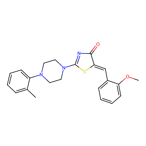 (Z)-5-(2-methoxybenzylidene)-2-(4-(o-tolyl)piperazin-1-yl)thiazol-4(5H)-one structure