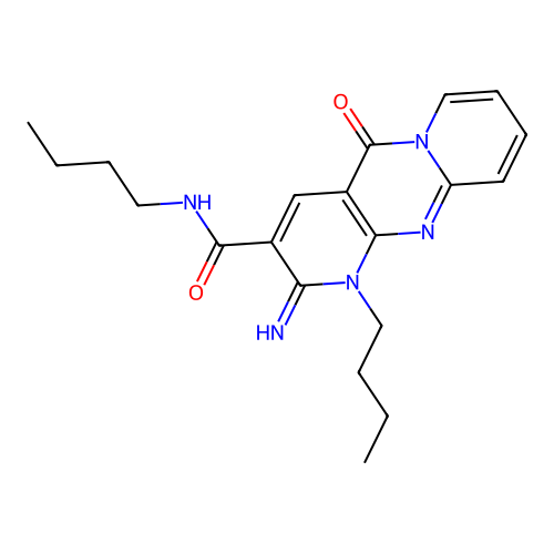 N,1-dibutyl-2-imino-5-oxo-1,5-dihydro-2H-dipyrido[1,2-a:2',3'-d]pyrimidine-3-carboxamide structure