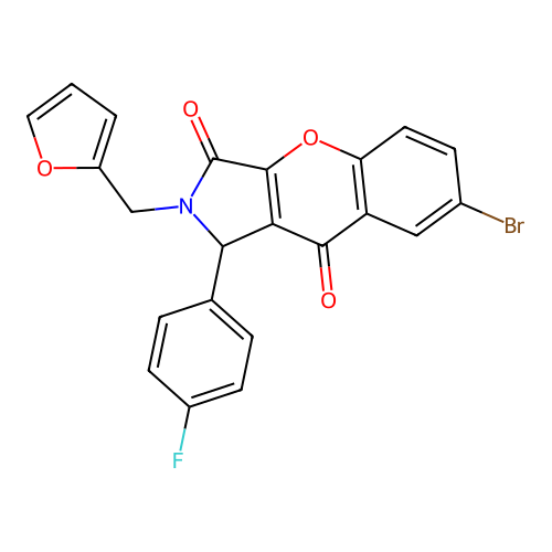 7-bromo-1-(4-fluorophenyl)-2-(furan-2-ylmethyl)-1,2-dihydrochromeno[2,3-c]pyrrole-3,9-dione structure