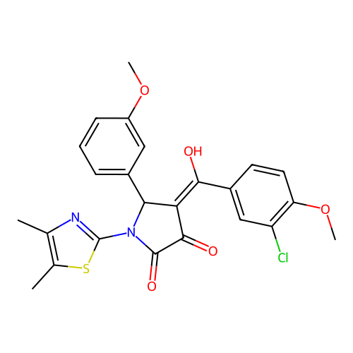(4E)-4-[(3-chloro-4-methoxyphenyl)(hydroxy)methylidene]-1-(4,5-dimethyl-1,3-thiazol-2-yl)-5-(3-methoxyphenyl)pyrrolidine-2,3-dione structure