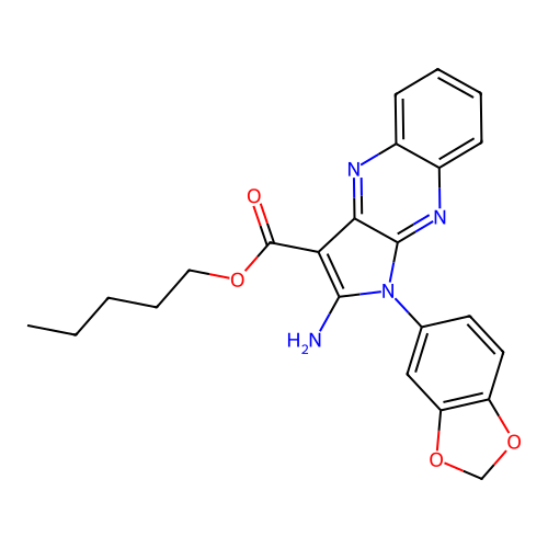 pentyl 2-amino-1-(1,3-benzodioxol-5-yl)-1H-pyrrolo[2,3-b]quinoxaline-3-carboxylate structure