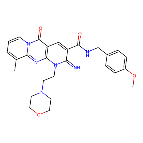 2-imino-N-(4-methoxybenzyl)-10-methyl-1-[2-(morpholin-4-yl)ethyl]-5-oxo-1,5-dihydro-2H-dipyrido[1,2-a:2',3'-d]pyrimidine-3-carboxamide structure