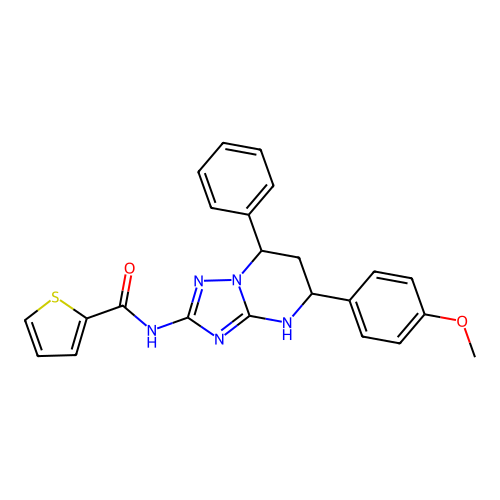 N-[5-(4-methoxyphenyl)-7-phenyl-1,5,6,7-tetrahydro-[1,2,4]triazolo[1,5-a]pyrimidin-2-yl]thiophene-2-carboxamide structure