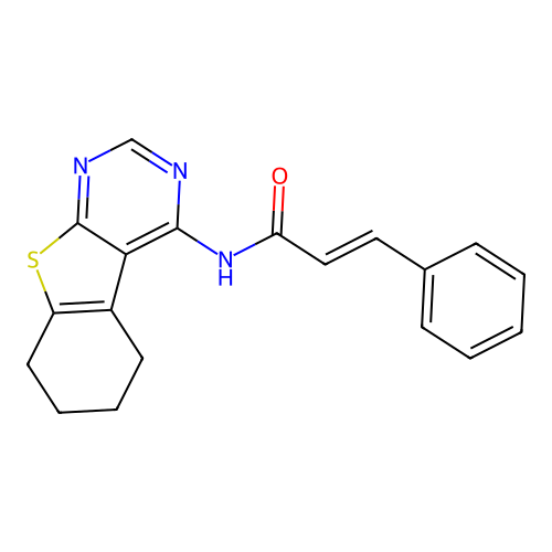 N-(5,6,7,8-tetrahydrobenzo[4,5]thieno[2,3-d]pyrimidin-4-yl)cinnamamide structure