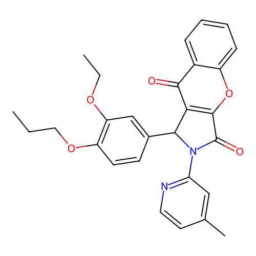 1-(3-ethoxy-4-propoxyphenyl)-2-(4-methylpyridin-2-yl)-1,2-dihydrochromeno[2,3-c]pyrrole-3,9-dione structure