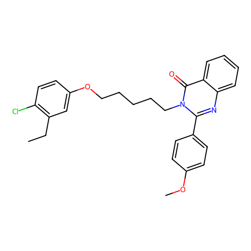 3-(5-(4-chloro-3-ethylphenoxy)pentyl)-2-(4-methoxyphenyl)quinazolin-4(3H)-one structure